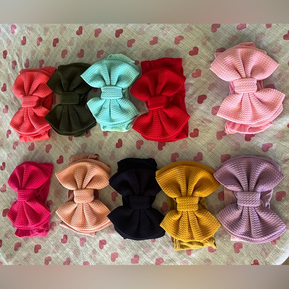Bundle of Red  Satin Hair Bows Collection